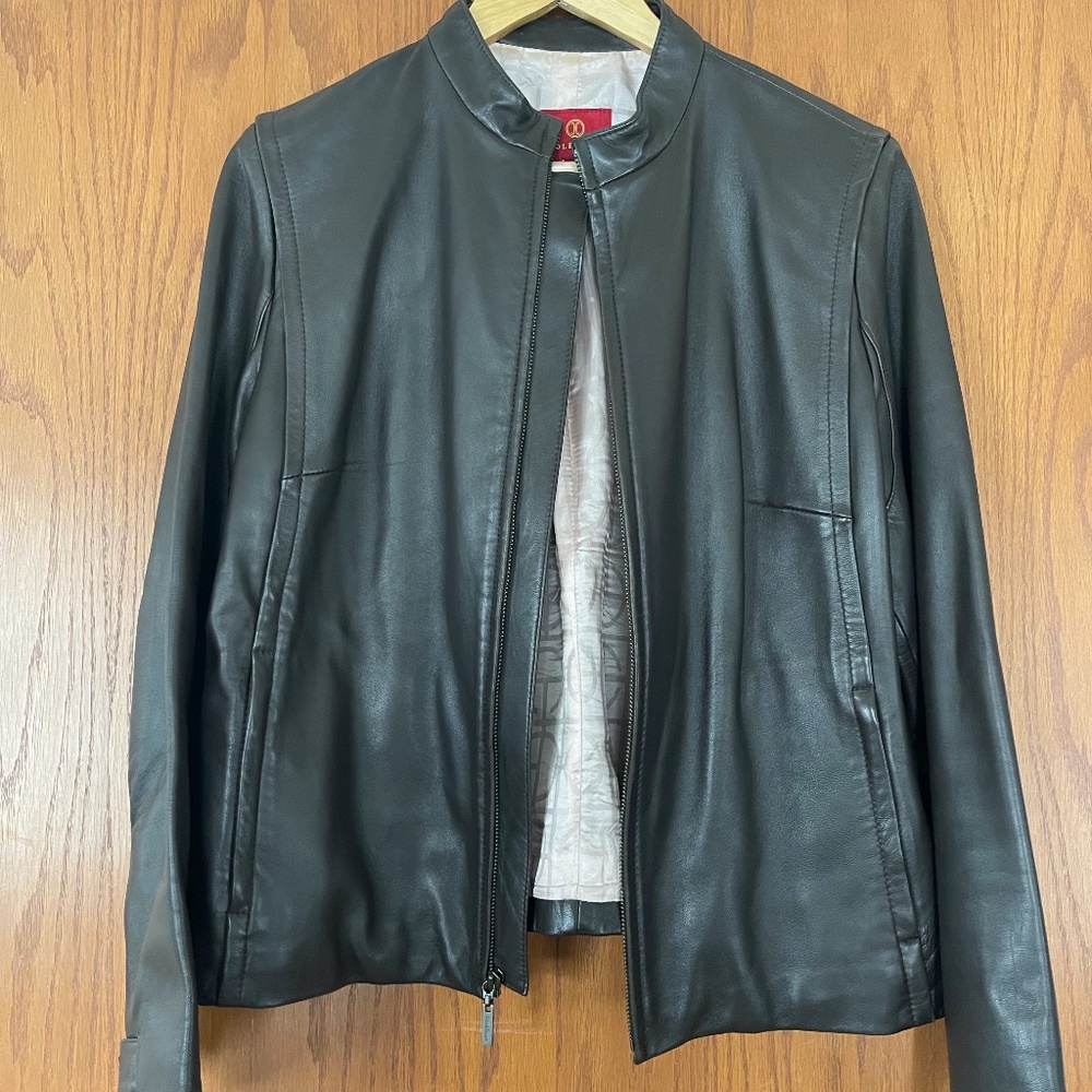 Cole Haan Dark Brown Leather Jacket- size L